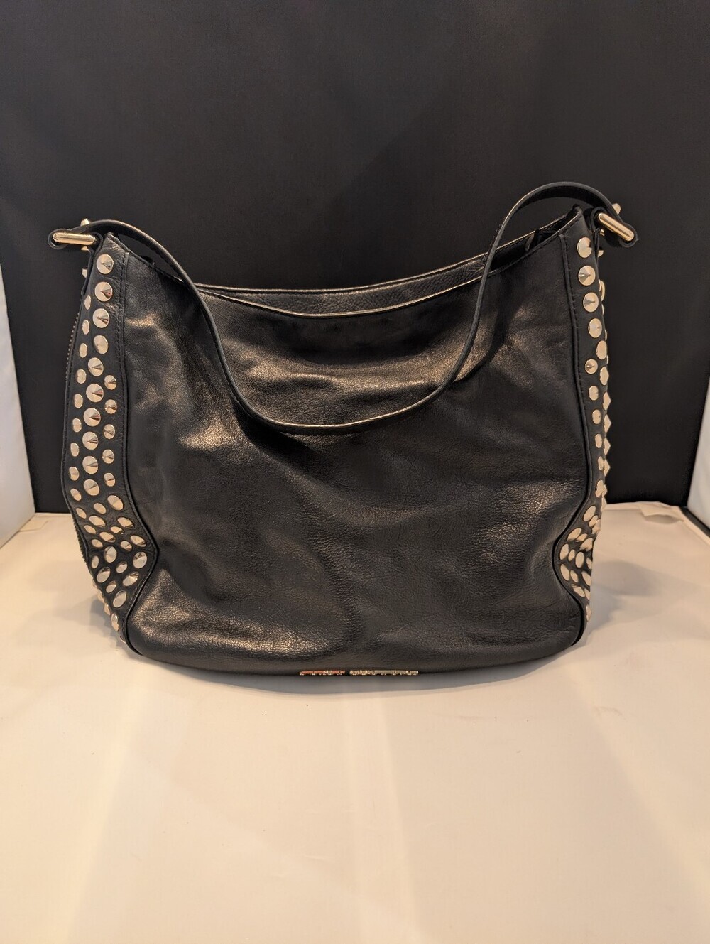 Juicy Couture Vintage Y2K Black Leather Studded Hobo Bag